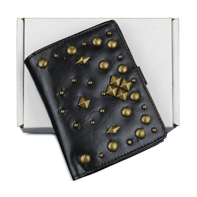 Billetera de mujer negra con tachas Kubayoff