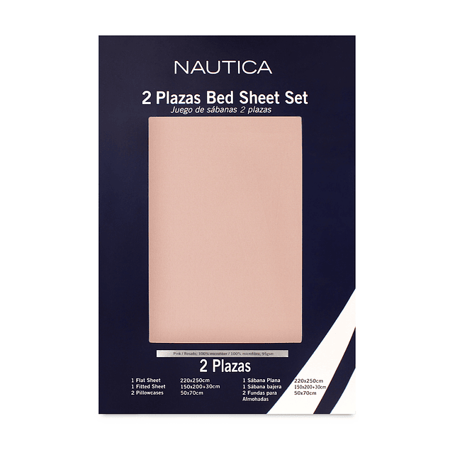 Juego de sábanas Nautica 4 piezas microfibra king rosado