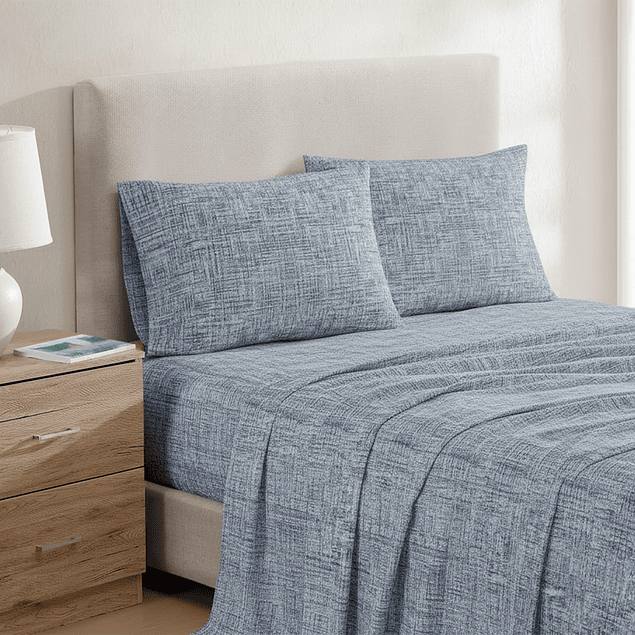 Juego de sábanas Nautica 4 piezas microfibra king tonos azules