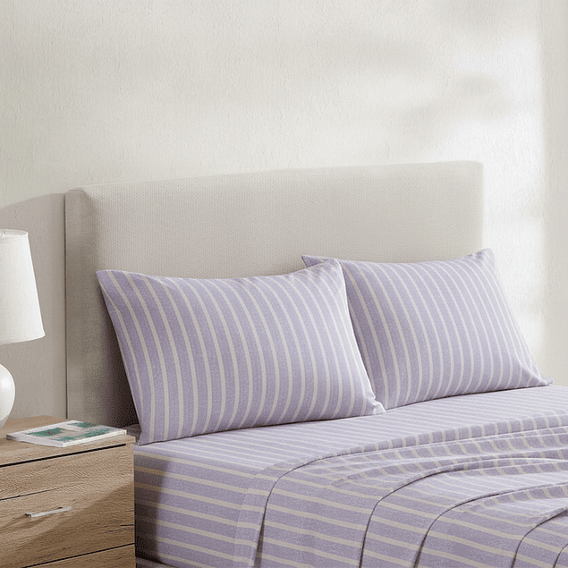 Juego de sábanas Nautica 4 piezas microfibra king lineas celeste