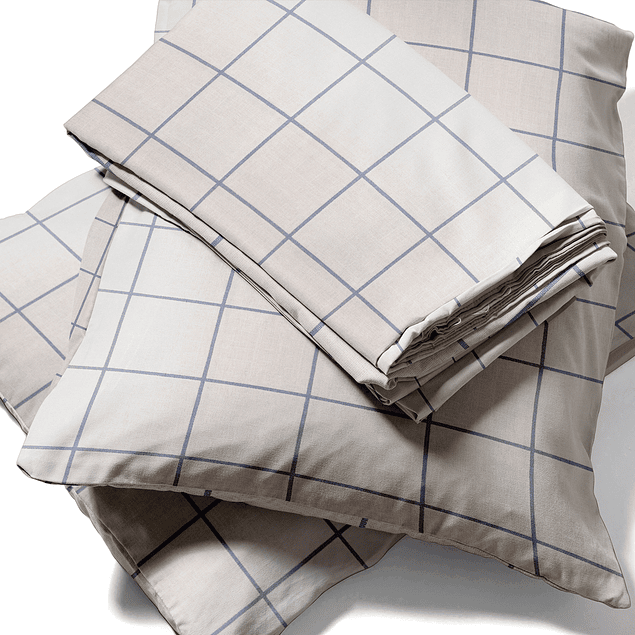 Juego de sábanas Nautica 4 piezas microfibra king diseño a cuadros blanco