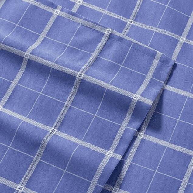 Juego de sábanas Nautica 4 piezas microfibra king diseño a cuadros azul