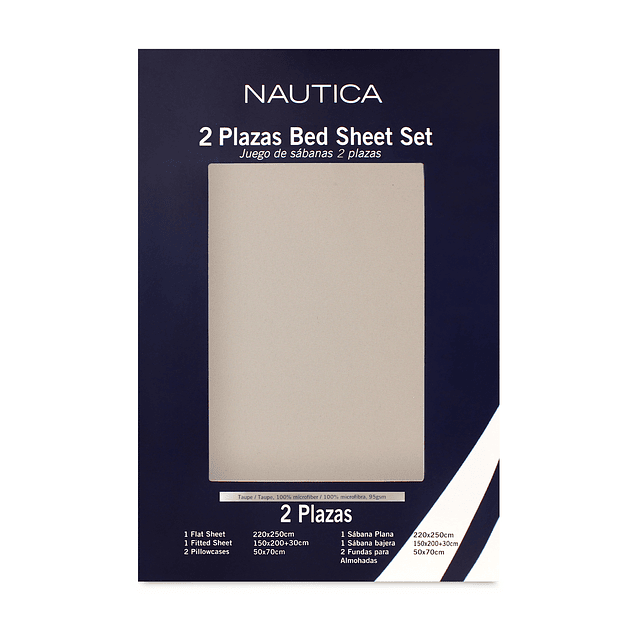 Juego de sábanas Nautica 4 piezas microfibra 2 plazas beige