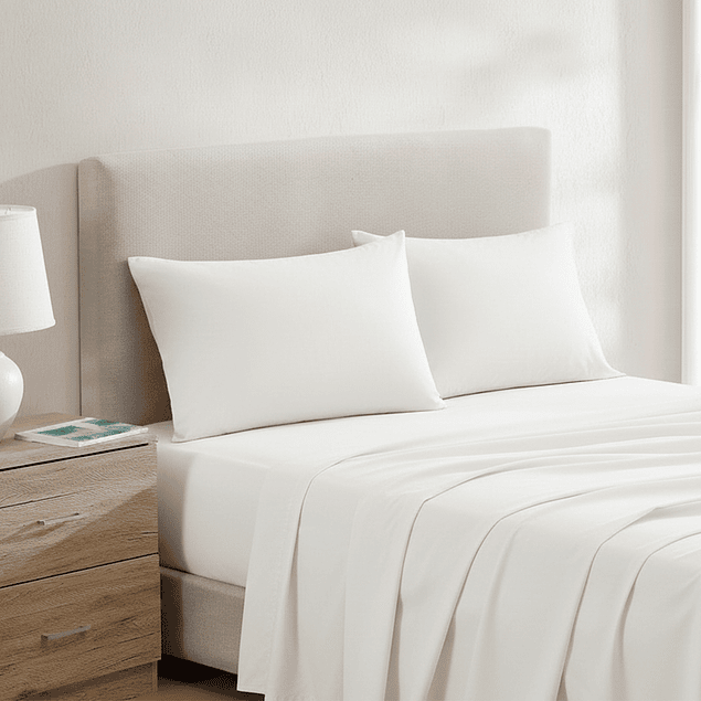 Juego de sábanas Nautica 4 piezas microfibra 2 plazas blancas