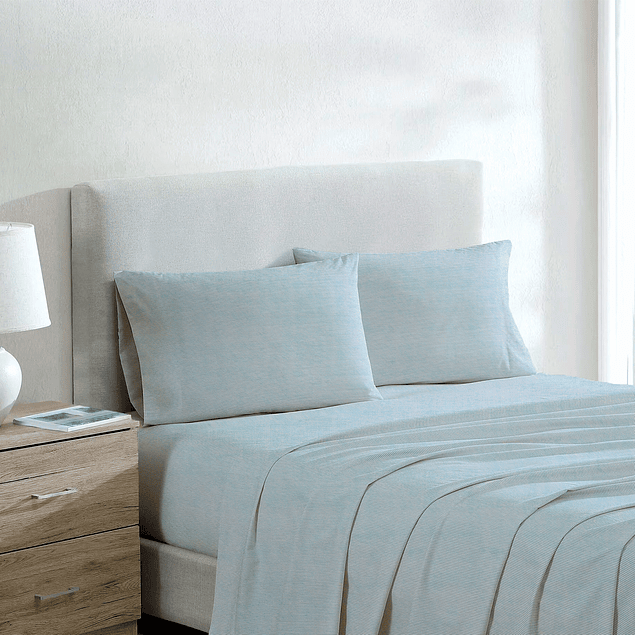 Juego de sábanas Nautica 4 piezas microfibra 2 plazas tonos celeste