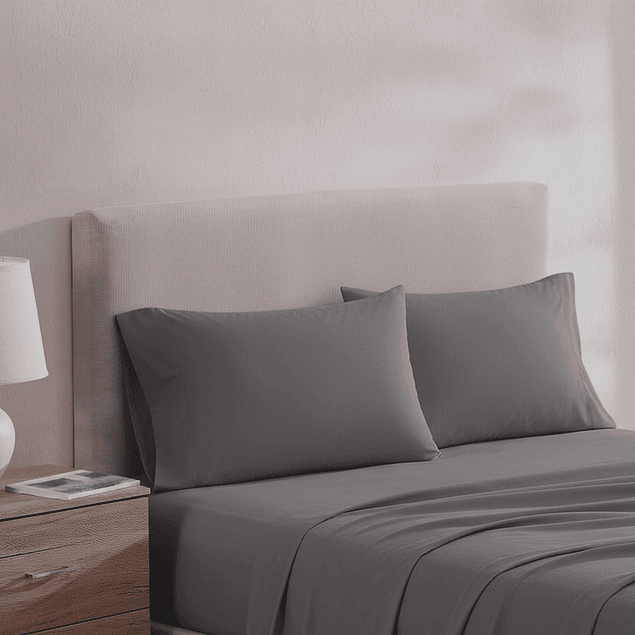 Juego de sábanas Nautica 4 piezas microfibra 2 plazas plomo