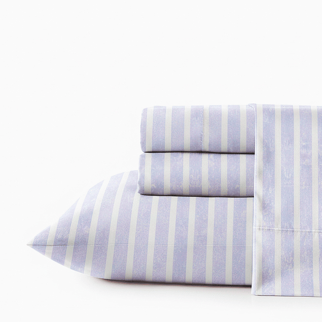 Juego de sábanas Nautica 4 piezas microfibra 2 plazas lineas celeste