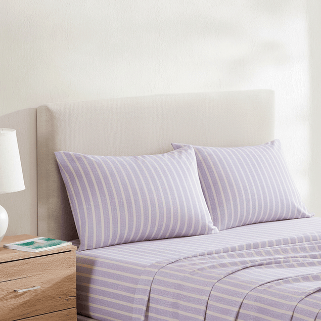 Juego de sábanas Nautica 4 piezas microfibra 2 plazas lineas celeste