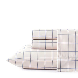 Juego Sábanas Nautica 3piezas microfibra 1,5 Plazas diseño a cuadros blanco