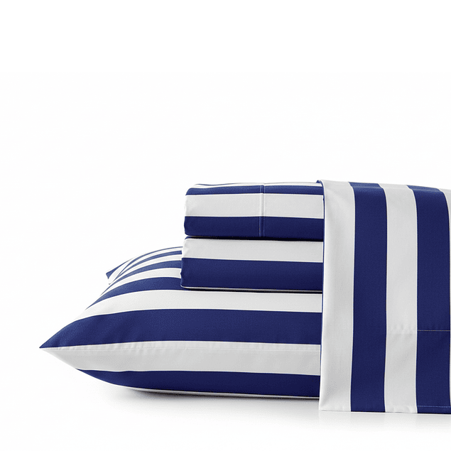 Juego de sábanas Nautica 4 piezas microfibra 2 plazas diseño azul rey