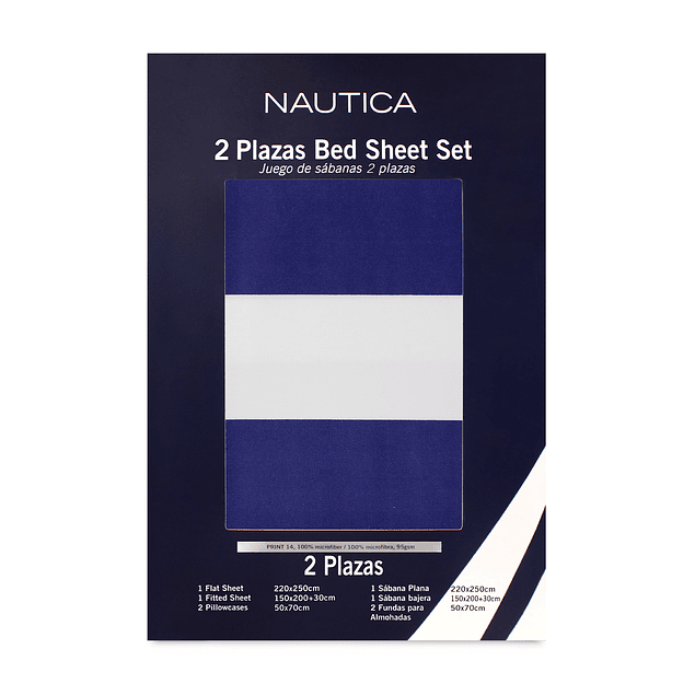 Juego de sábanas Nautica 4 piezas microfibra king diseño azul rey