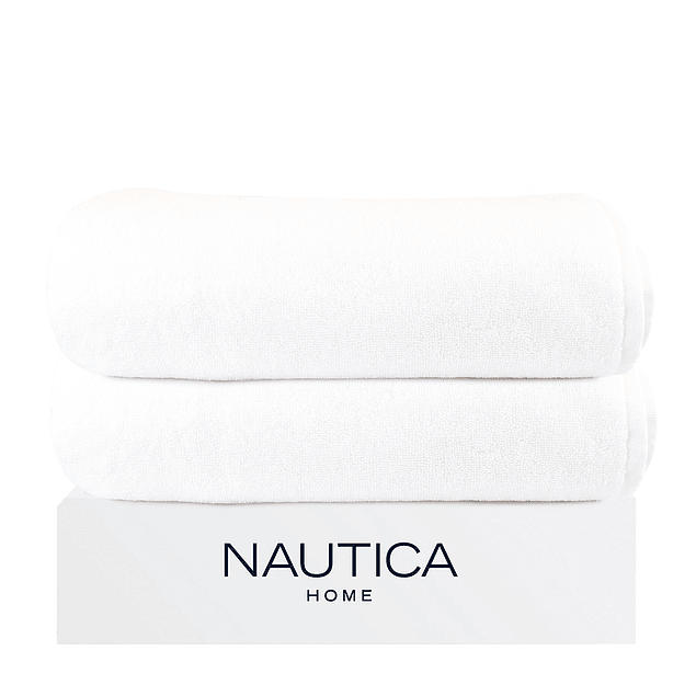 Pack 2 Toallas de Baño Nautica Home 100% algodón alta calidad 76x152cm blanca