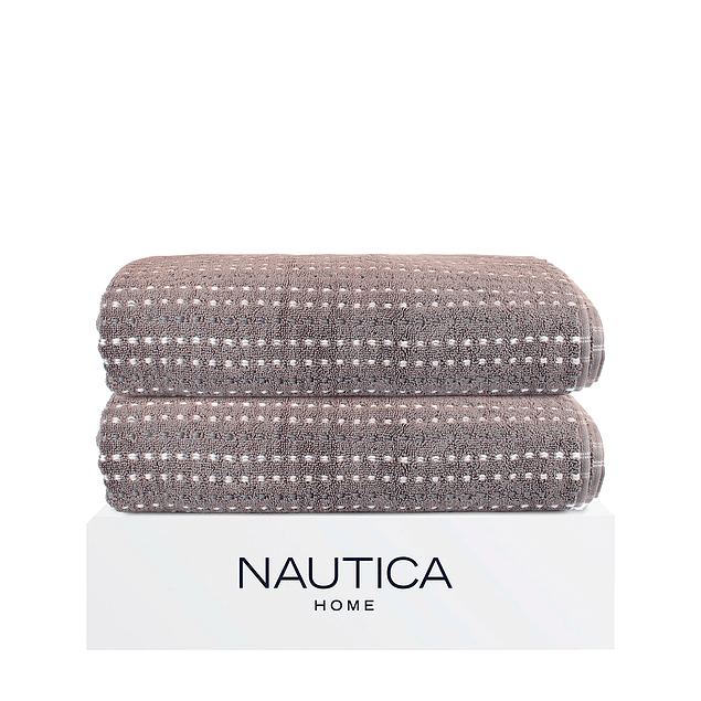 Pack 2 Toallas de Baño Stripe Nautica Home 100% algodón76x137cm gris