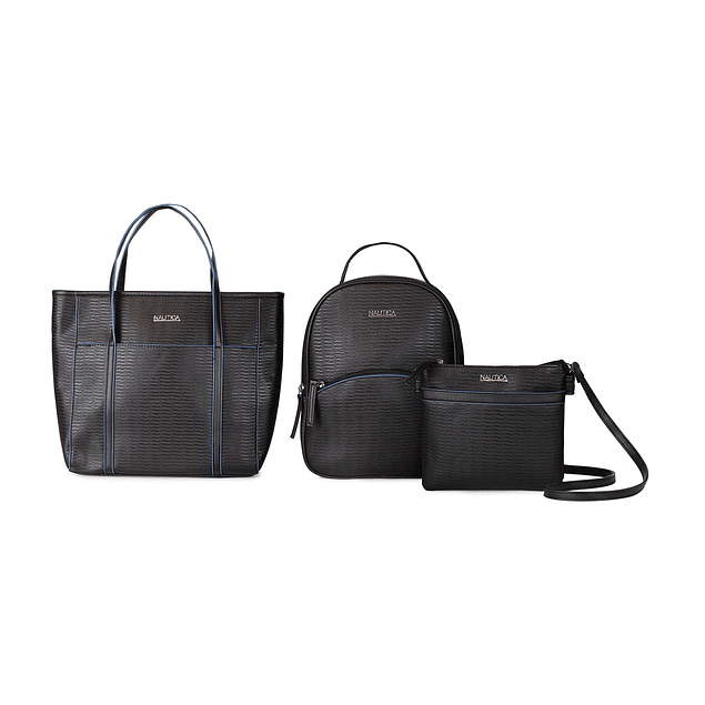 Pack Leeway Nautica Mochila + Cartera + bandolera negra