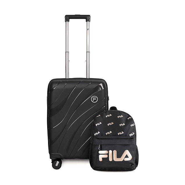 Pack Maleta cabina S Lola 10kg + Mochila Urbanix Fila 16lts negro-rose gold