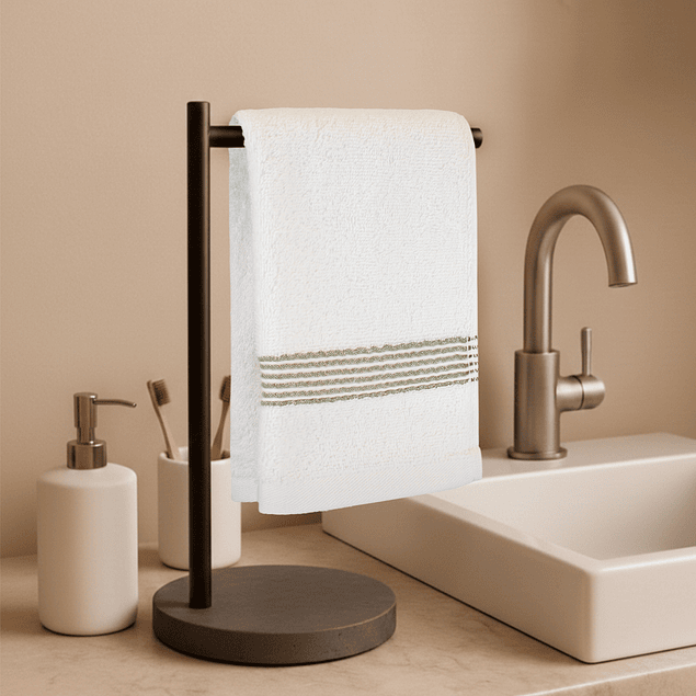 Toalla de cara MAV Nautica 100% algodón suave 30x50cm blanca-verde