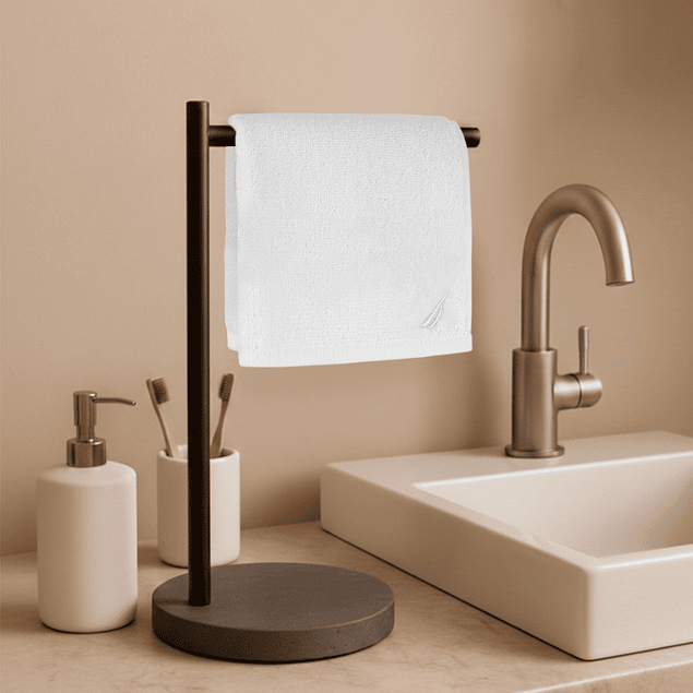 Toalla de cara Nautica 100% algodón premium 30x30cm blanca