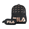 Pack Fila Mochila 16lts Urbanix + Estuche Neceser Spark negro-rose gold