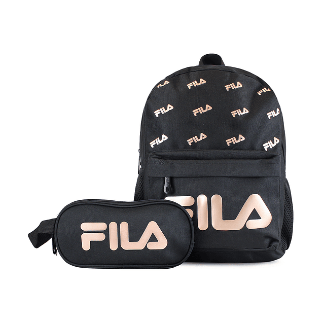 Pack Fila Mochila 10lts Urbanix + Estuche Neceser Spark negro-rose gold