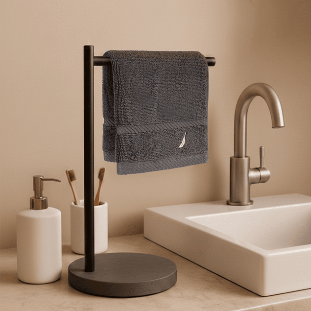 Toalla de cara SIGNATURE Nautica 100% algodón 33x33cm premium gris oscuro