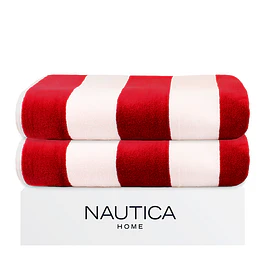 2 Toallas de Playa 100% algodón 163x81cm CABANA roja