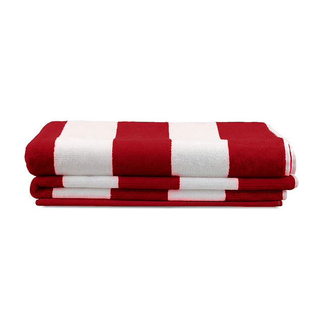 2 Toallas de Playa 100% algodón 163x81cm CABANA roja