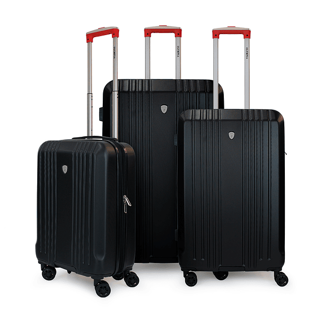 Set de 3 maletas S+M+L Olympia negro-roja