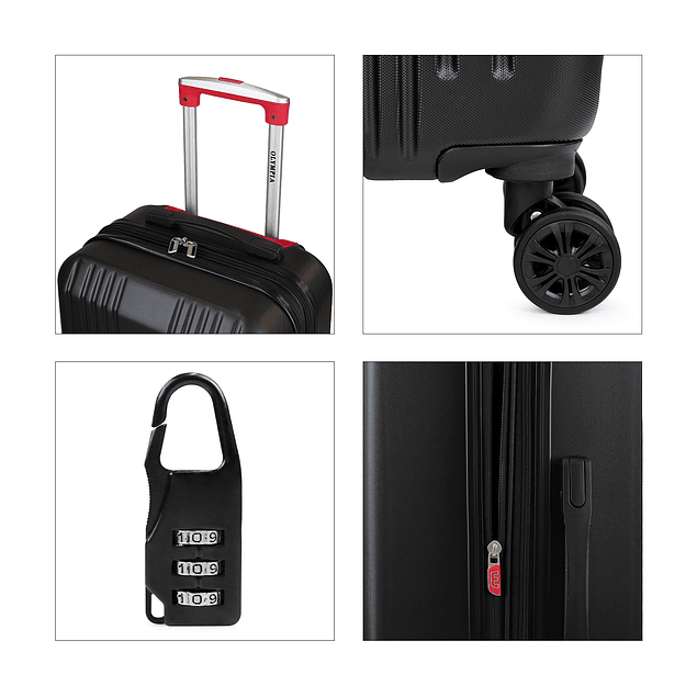 Pack 2 maletas M+L Olympia 20y 23kg negra-roja