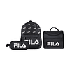 Set FILA Mochila 10lts Urbanix + Lonchera térmica + Estuche Spark negro-silver