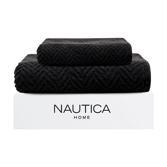 Set 2 Toallas Nautica VIS Cara+mano 100% algodón alta calidad negro