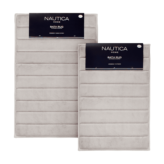 Pack 2 Alfombras de Baño ultra suave Nautica 40x60cm + 50x80cm gris