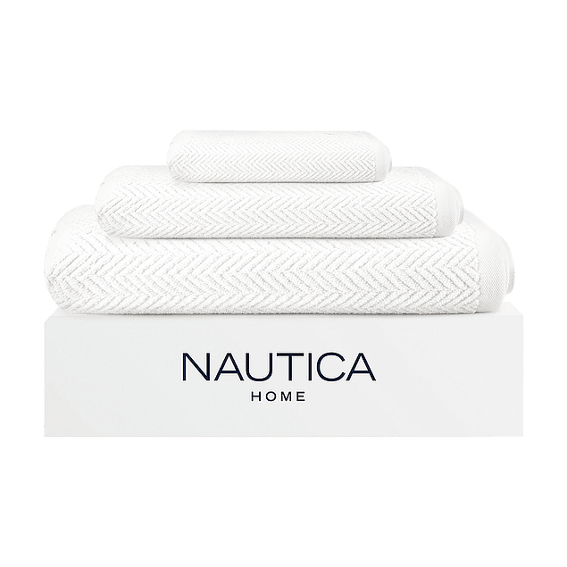 Set 3 Toallas Nautica VIS Cara+mano+cuerpo 100% algodón alta calidad blanco