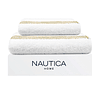 Set 2 Toallas Nautica MAV Cara+mano 100% algodón alta calidad blanco-verde