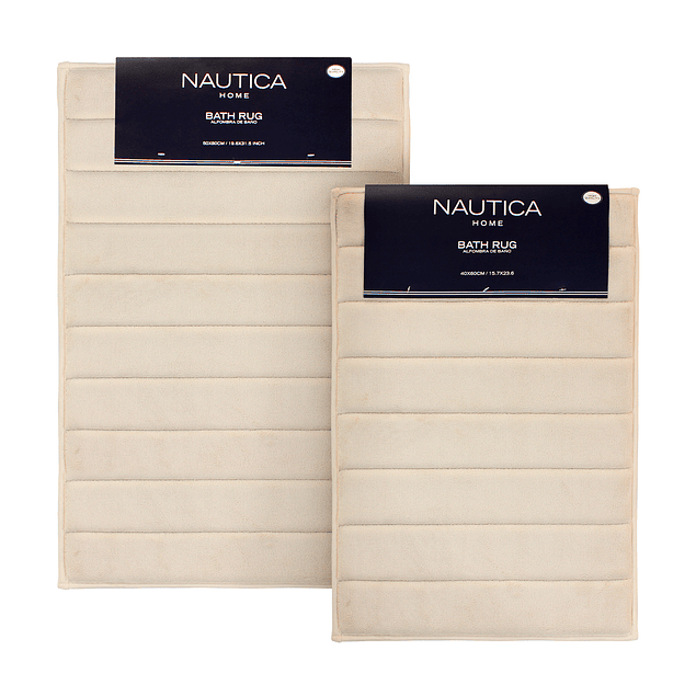 Pack 2 Alfombras de Baño ultra suave Nautica 40x60cm + 50x80cm Marfil