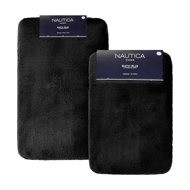Pack 2 Alfombras de Baño ultra suave Nautica 40x60 + 50x80cm gris oscuro
