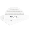Set 4 Toallas Nautica SAVOY Cara+mano+cuerpo+piso 100% algodón alta calidad blanco