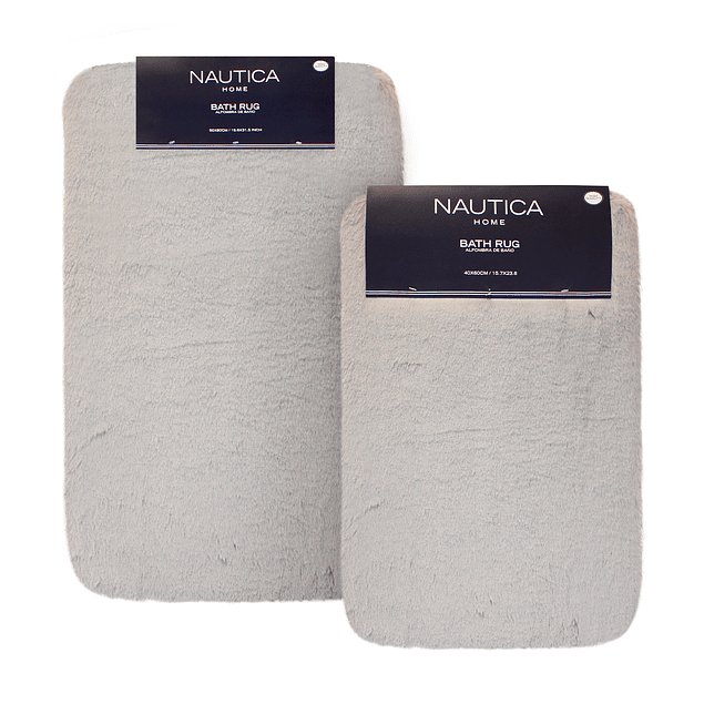Pack 2 Alfombras de Baño ultra suave Nautica 40x60 + 50x80cm gris Claro