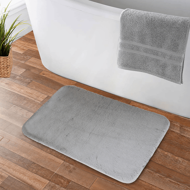 Pack 2 Alfombras de Baño ultra suave Nautica 40x60 + 50x80cm gris Claro