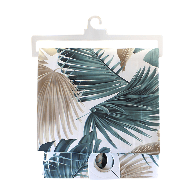 Set para baño Nautica Home Cortina+Alfombra+cesta diseño hojas tropicales
