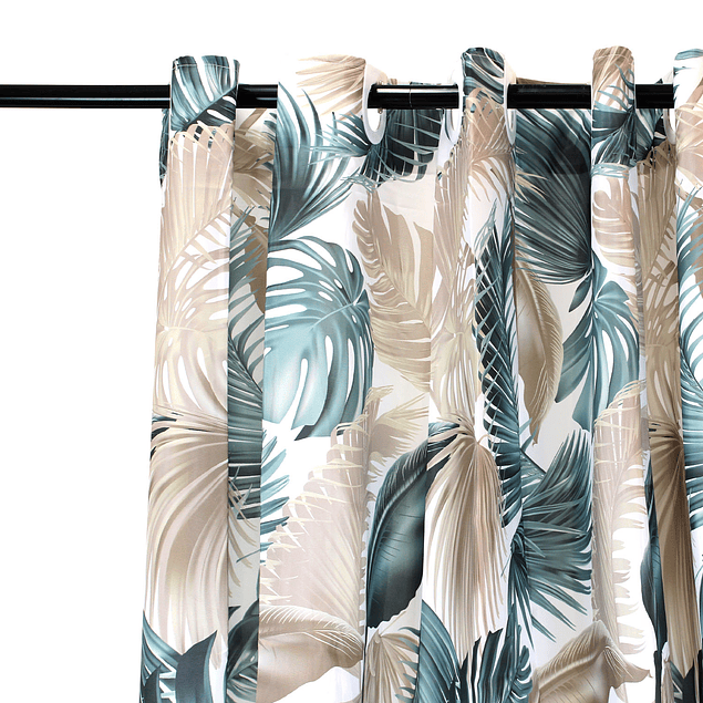 Set para baño Nautica Home Cortina+Alfombra+cesta diseño hojas tropicales