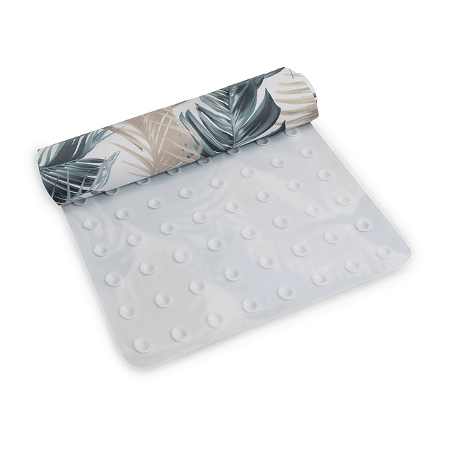 Set para baño Nautica Home Cortina+Alfombra+cesta diseño hojas tropicales