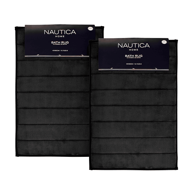 Pack 2 Alfombras de baño Nautica Home 40x60cm coralina ultra suave negro