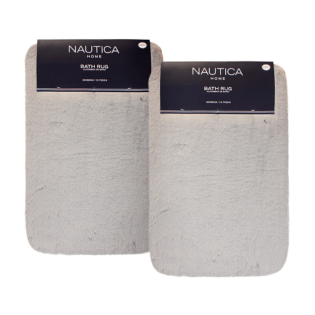 Pack 2 Alfombras de baño Nautica Home ultra suave 40x60cm gris claro