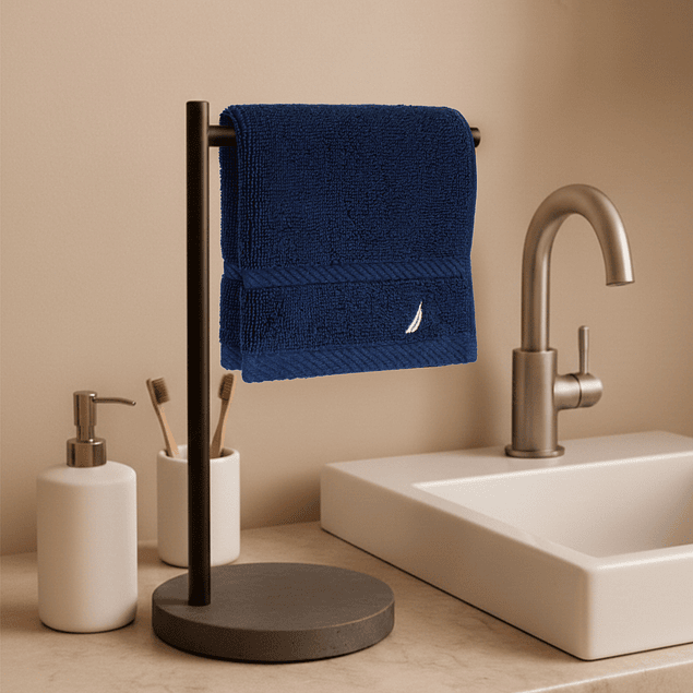 Set 3 Toallas Nautica SIGNATURE Cara+cuerpo+piso 100% algodón azul marino