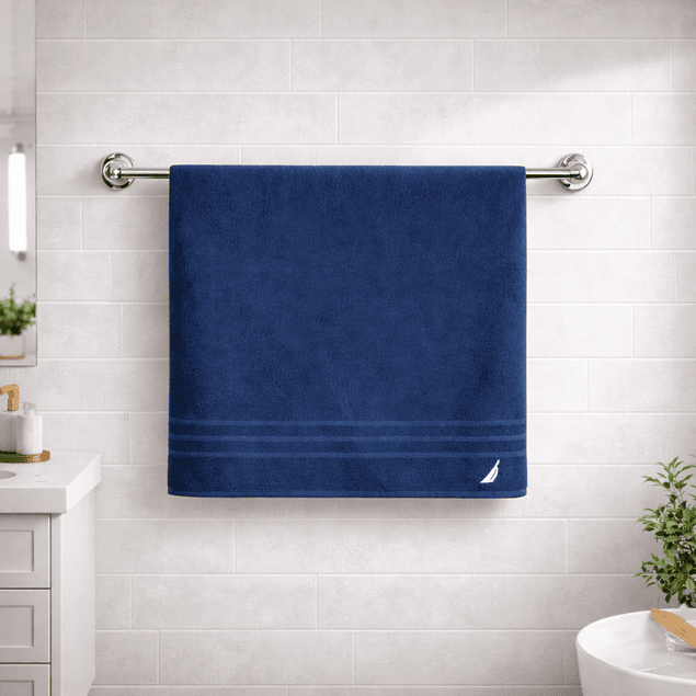 Set 3 Toallas Nautica SIGNATURE Cara+cuerpo+piso 100% algodón azul marino