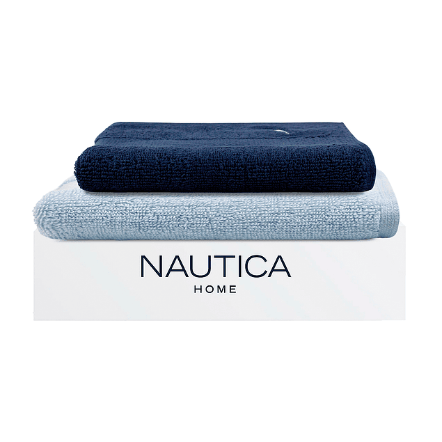 Set 2 Toallas Nautica HEAVEN Cara+mano 100% algodón alta calidad azul celeste