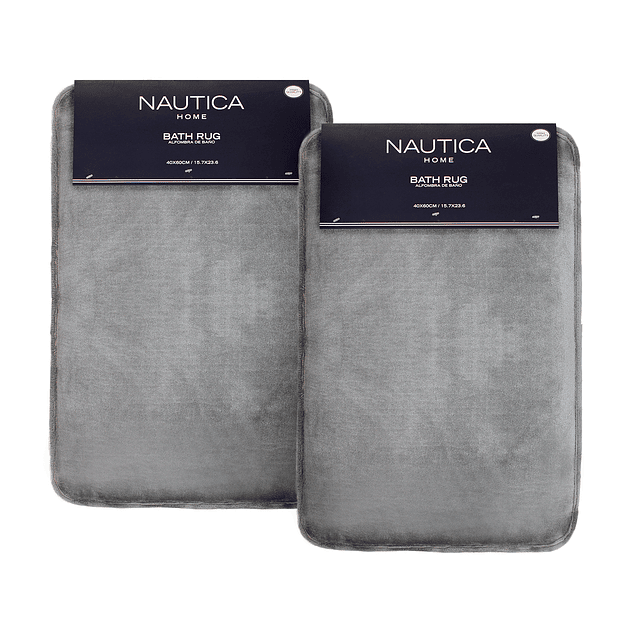 Pack 2 Alfombras de Baño Nautica Home 40x60cm Flannel antideslizante gris
