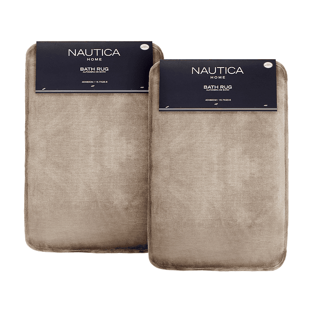 Pack 2 Alfombras de Baño Nautica Home 40x60cm Flannel antideslizante Beige