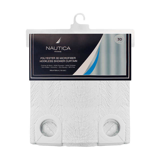 Cortina de baño Nautica Home 180x180cm diseño 3D olas