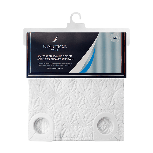 Cortina de baño Nautica Home 180x180cm diseño 3D copos